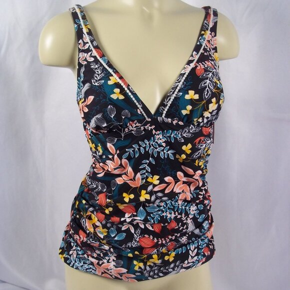 Merona Other - Black Floral Print Tankini Swim Top NWT Sz SMALL